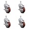 Service Caster 4 Inch Maroon Polyurethane Swivel 3/8 Inch Threaded Stem Caster Set with Brake SCC-TS20S414-PPUB-MRN-TLB-381615-4 - alternate 1